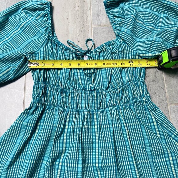 Rails Brenda Dress Augusta Mini Check Teal Yellow Size Small - Picture 9 of 12